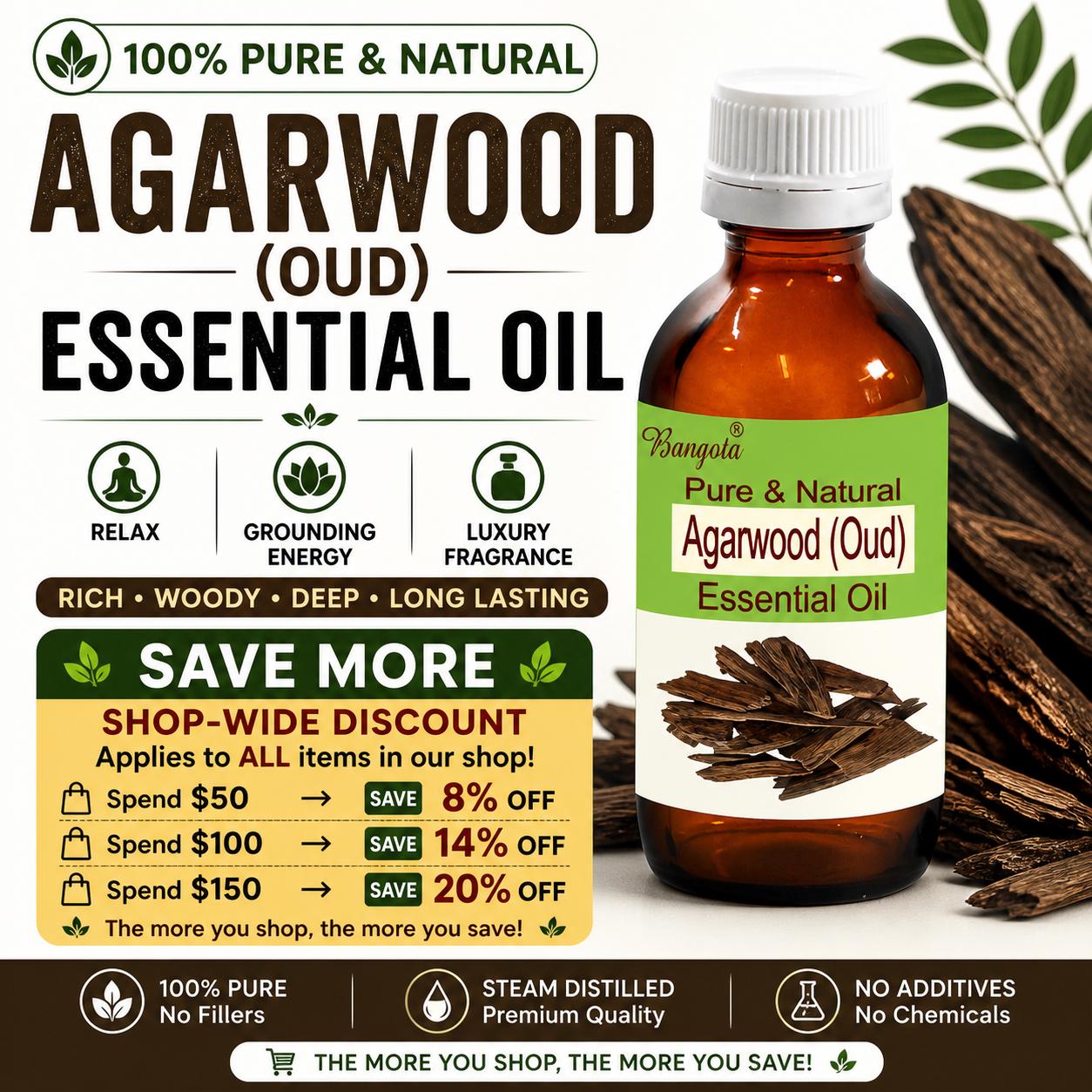 Agarwood Oud Oil Natural Essential Oil Long Lasting Woody Luxury Fragrance Aromatherapy Perfume