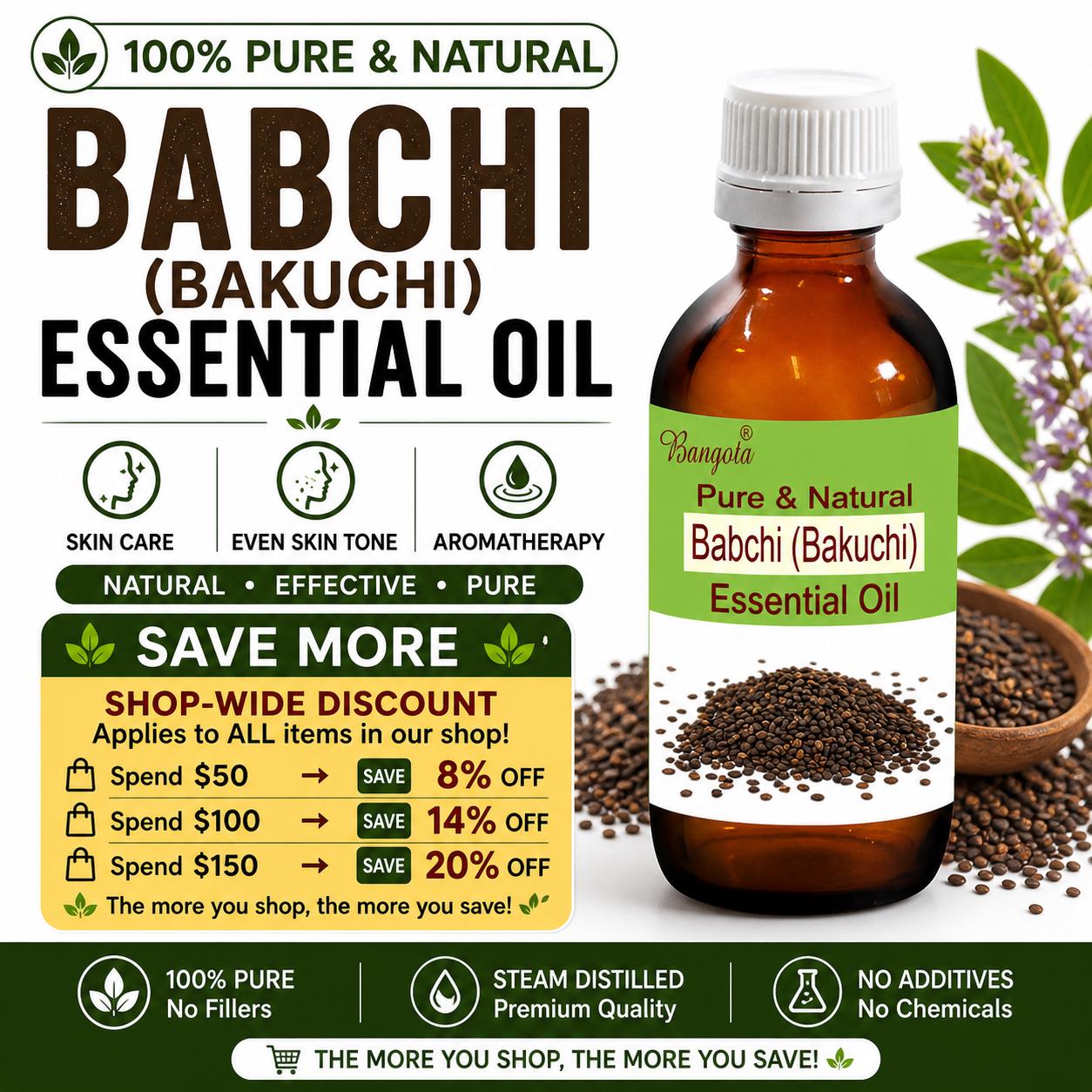 Babchi Bakuchi Essential Oil Natural Skin Care Oil for Pigmentation Anti Aging Aromatherapy