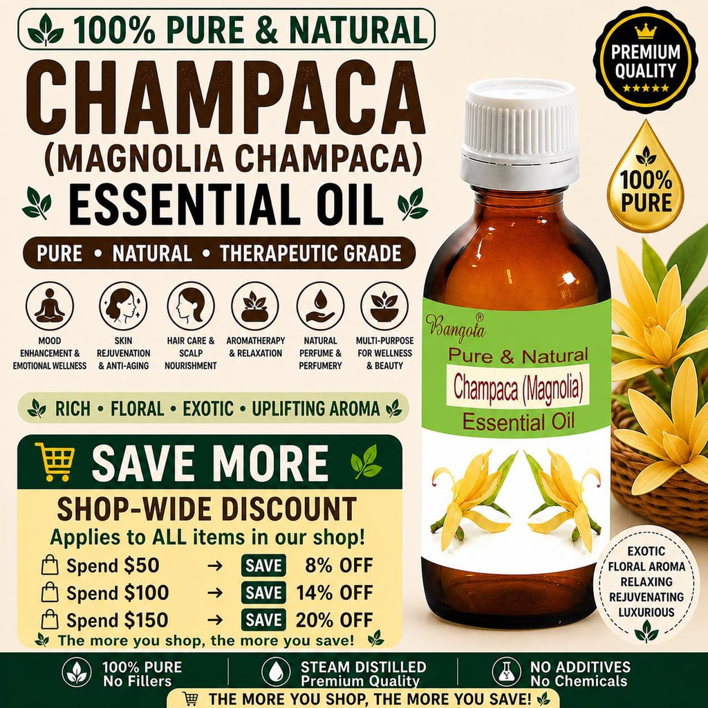 Champaca Essential Oil Pure Natural Magnolia Floral Aromatherapy Massage Skincare Perfume Diffuser Relaxing