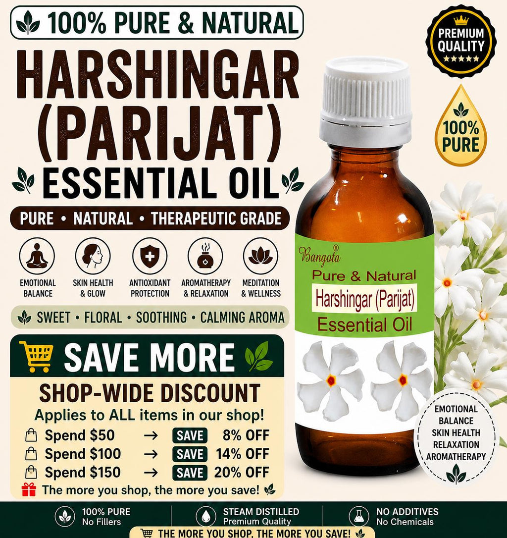 Harshingar Essential Oil Pure Natural Parijat Nyctanthes Aromatherapy Skin Care Floral Oil