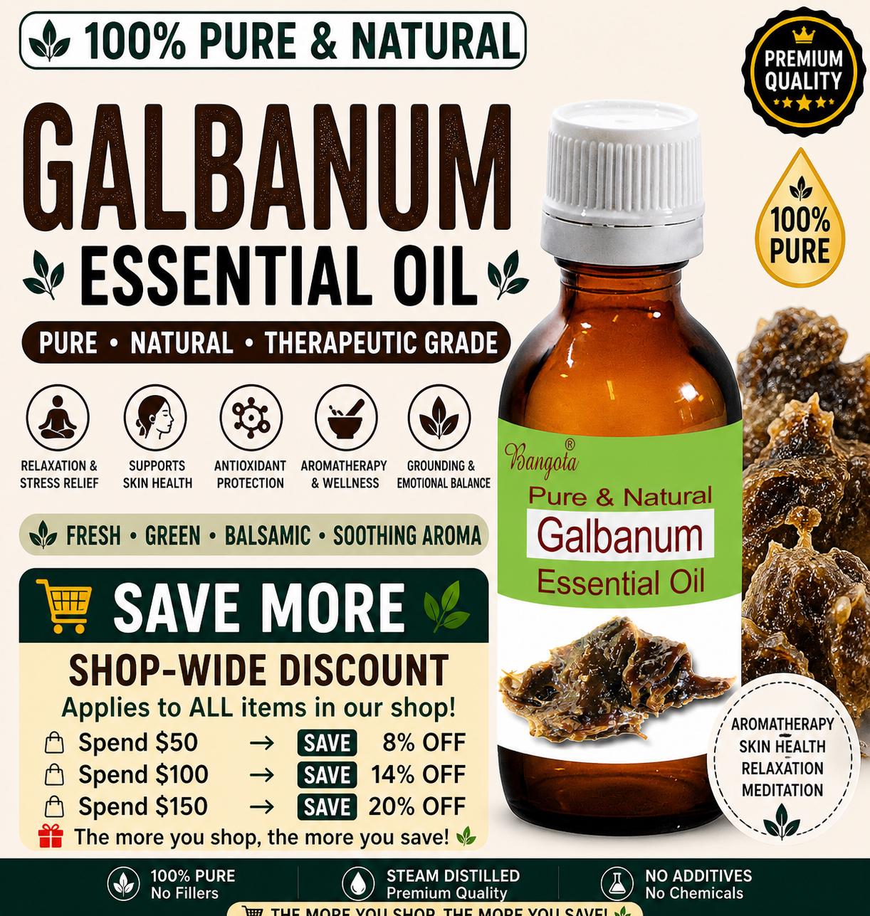Galbanum Essential Oil Pure Natural Ferula Galbaniflua Aromatherapy Skin Care Oil Bangota