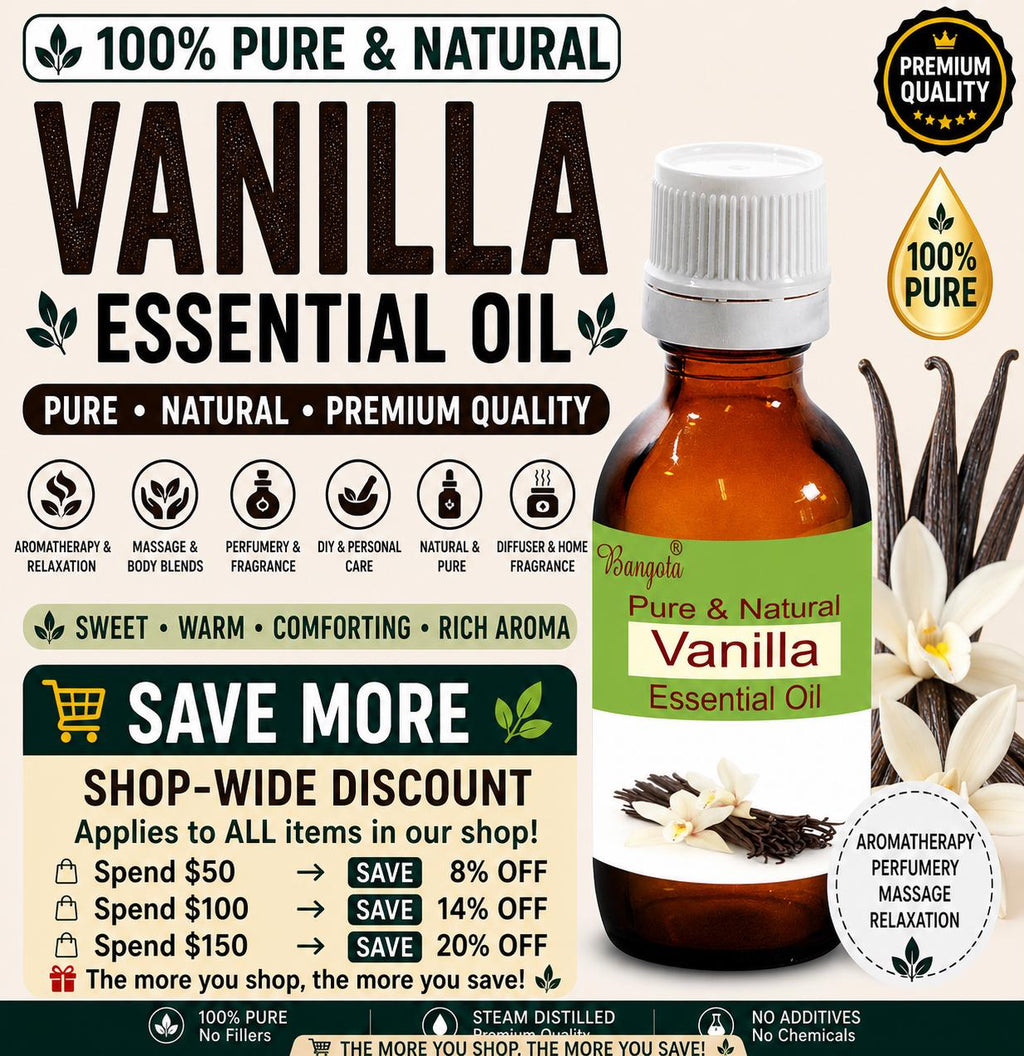 Vanilla Essential Oil Pure Natural Vanilla Planifolia Sweet Aromatherapy Perfumery Massage Diffuser Use