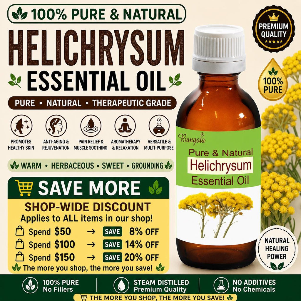 Helichrysum Essential Oil Pure Natural Immortelle Skin Repair Aromatherapy Bangota