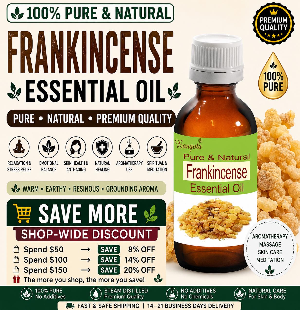 Frankincense Essential Oil Pure Natural Boswellia Carterii Aromatherapy Meditation Skin Care Relaxation Blend