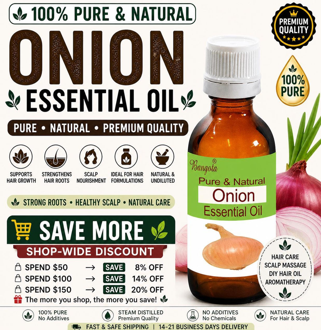 Onion Essential Oil Pure Natural Hair Care Scalp Massage Aromatherapy DIY Herbal Oil