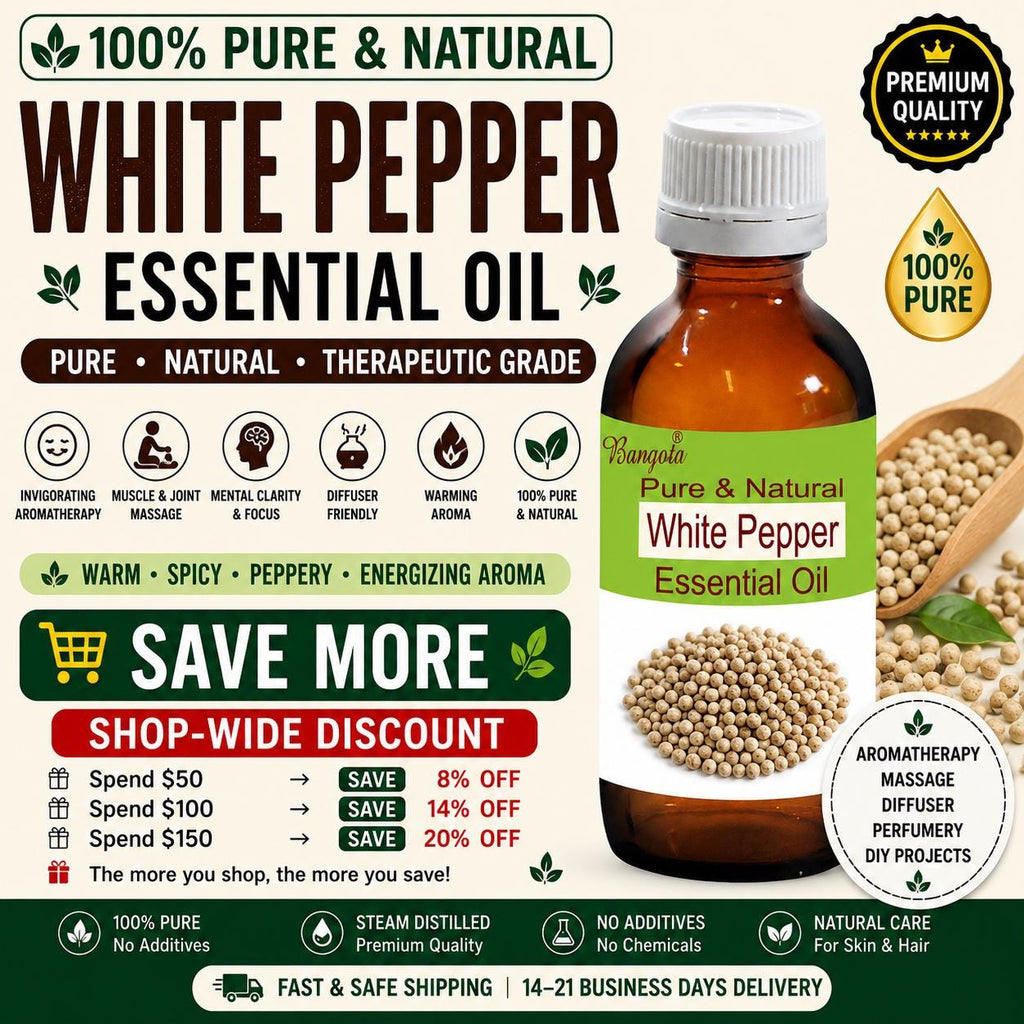White Pepper Essential Oil Pure Natural Piper Nigrum Aromatherapy Massage Diffuser Wellness