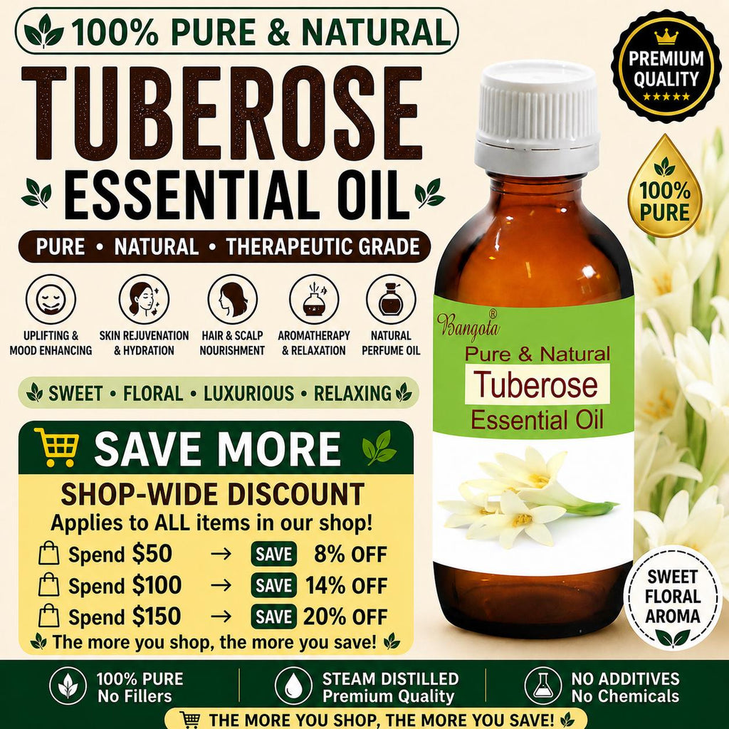 Tuberose Essential Oil, Pure Polianthes Tuberosa, Sweet Floral Aroma by Bangota