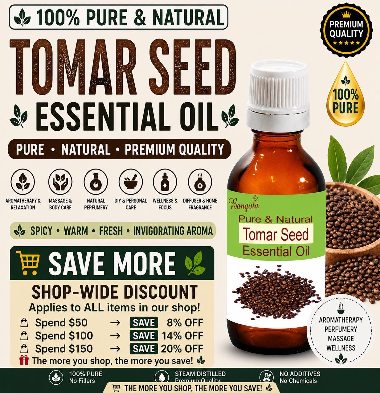 Tomar Seed Essential Oil Zanthoxylum Armatum Pure Natural Aromatherapy Perfumery Massage
