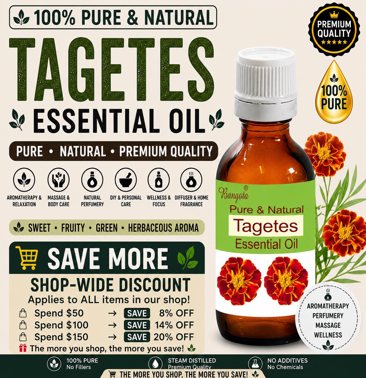 Tagetes Essential Oil Pure Natural Tagetes Minuta Aromatherapy Perfumery Massage