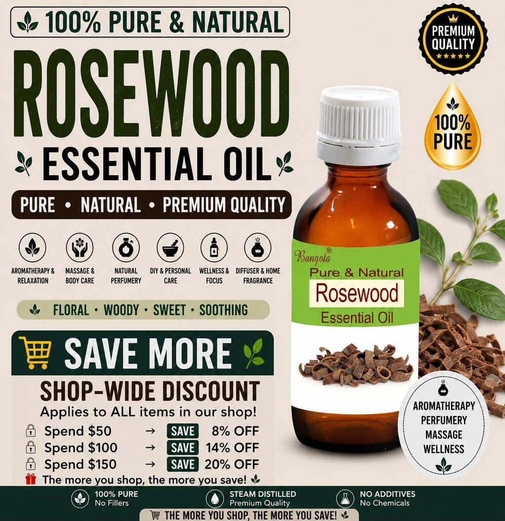 Rosewood Essential Oil Pure Natural Aniba Rosaeodora Aromatherapy Perfumery Skincare Massage