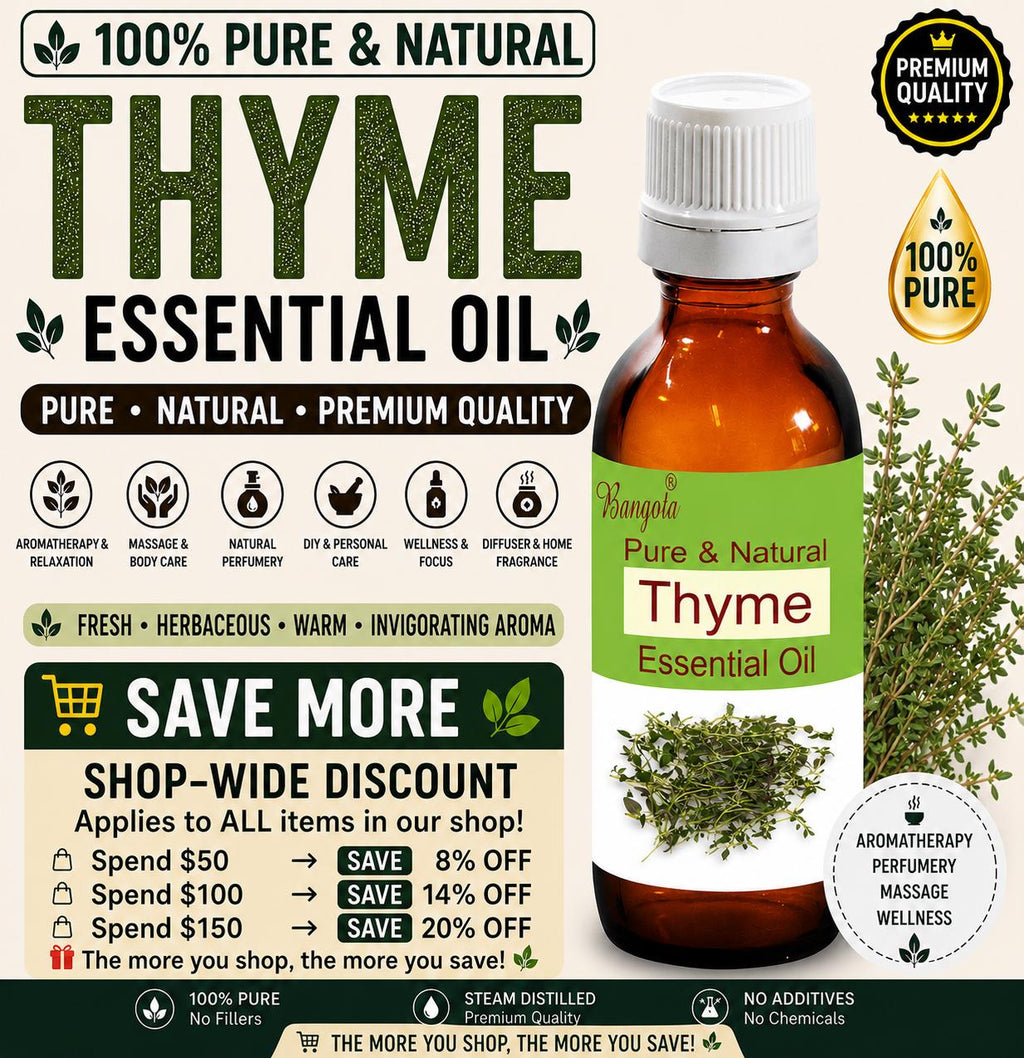 Thyme Essential Oil Pure Natural Aromatherapy by Bangota