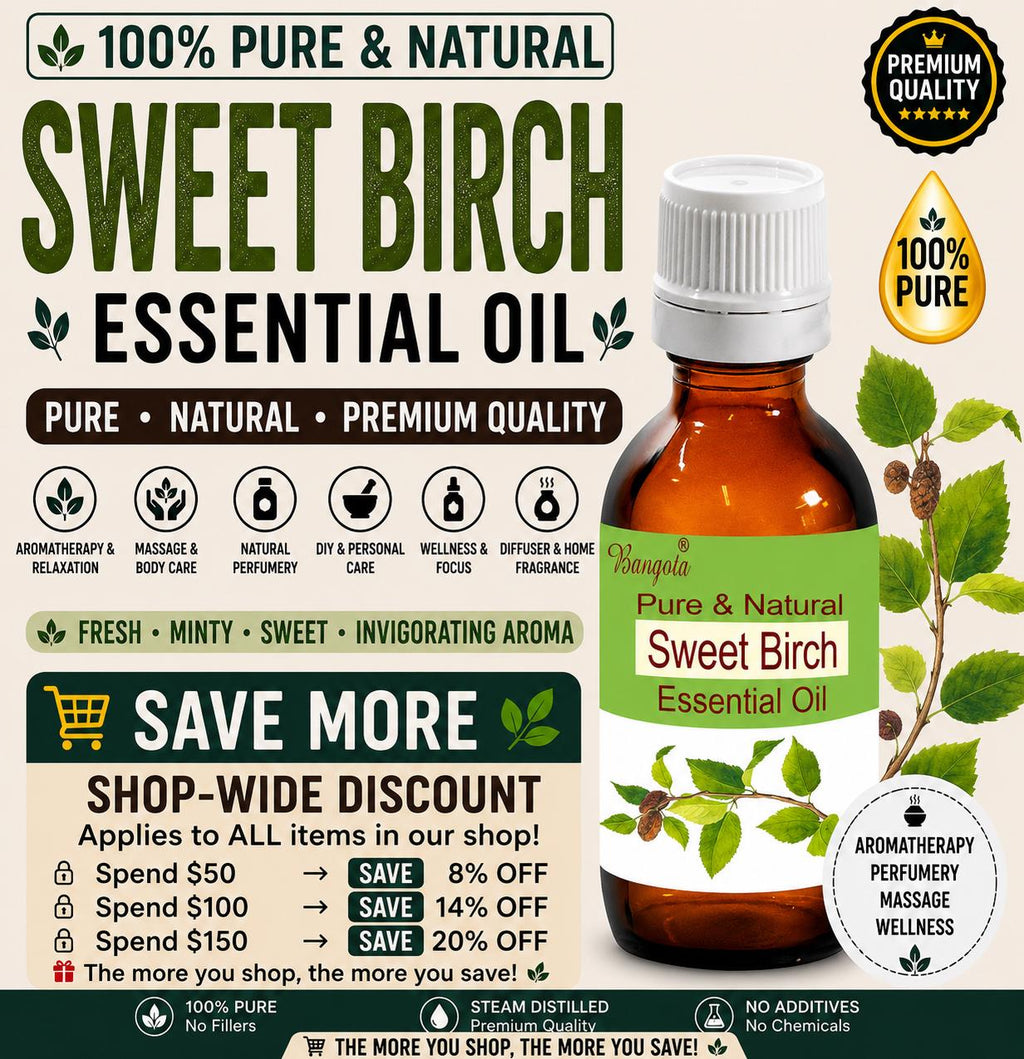Sweet Birch Essential Oil Pure Natural Betula Lenta Aromatherapy Massage Spa