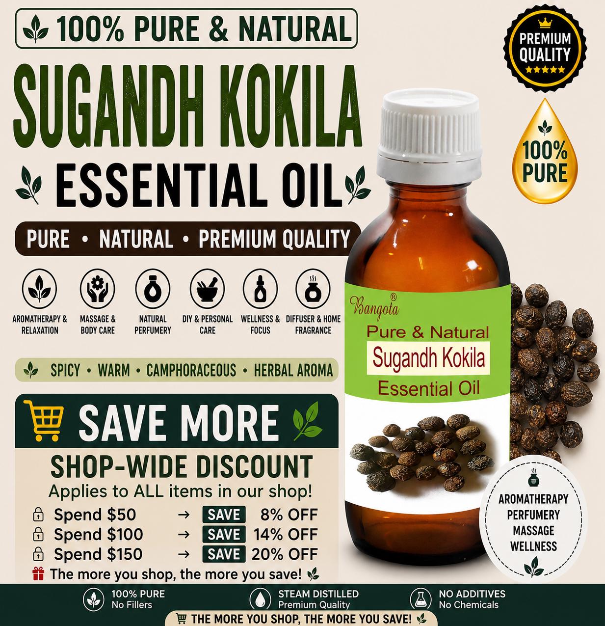Sugandh Kokila Essential Oil Pure Natural Cinnamomum Glaucescens Aromatherapy Perfumery