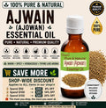 Ajwain Essential Oil Pure Natural Trachyspermum Ammi Aromatherapy Diffuser Massage Herbal Wellness