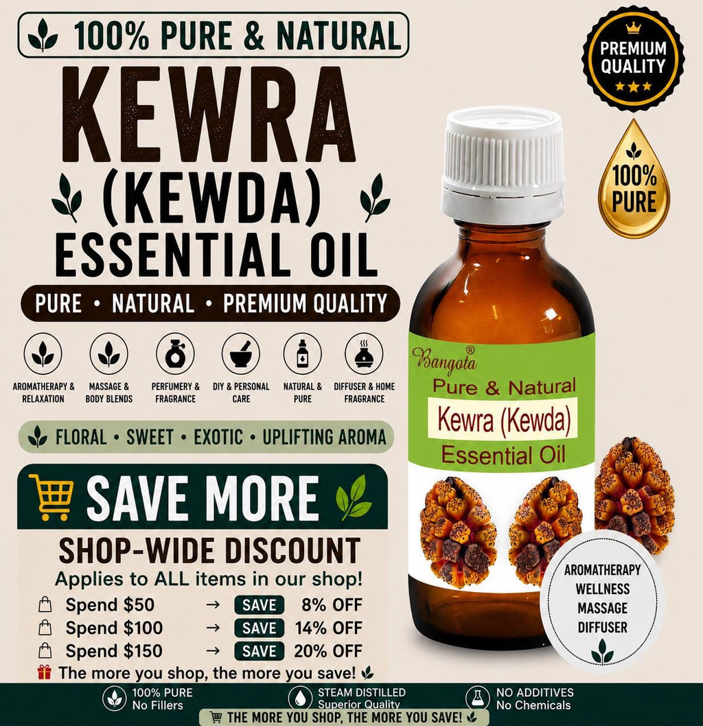 Kewra Essential Oil Pure Natural Kewda Floral Perfume Aromatherapy Massage Diffuser Bangota