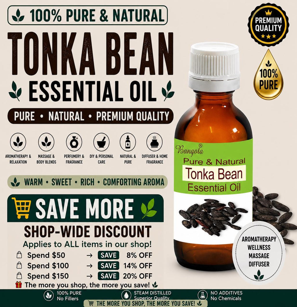 Tonka Bean Essential Oil Natural Sweet Warm Fragrance Luxury Perfume Aromatherapy Relaxation Oil Pure