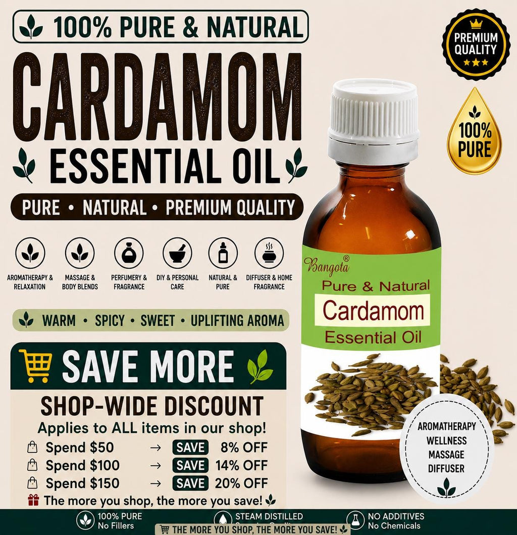 Cardamom Essential Oil Pure Natural Aromatherapy Diffuser Massage Steam Distilled