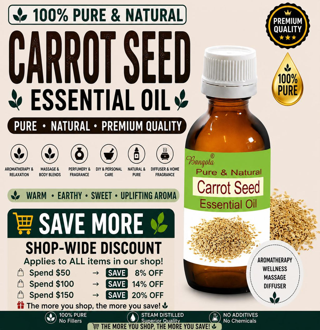 Carrot Seed Essential Oil Pure Natural Steam Distilled Aromatherapy Skincare Massage Wellness